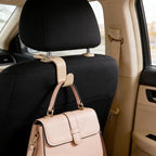 4PCS Car Seat Headrest Hook, Multi-Purpose Seat Back Hanger Purse Bag Handbag Organizer, Auto Interior Backseat Storage Hook Holder for Coat Hat Grocery Umbrella, Universal Fit (Beige) - Image 6