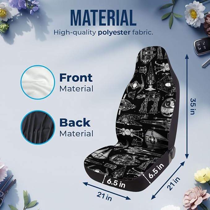 GENANY Dark Horror Pattern Car Seat Covers, 2-Piece Front Seat Set | 2-piece polyester front seat cover set, each 35 x 21 x 21 inches, with adjustable straps and hooks - Image 4