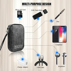 Electronic Organizer Bag Cable Organizer Travel Cord Organizer Case Pouch Portable Carrying Case for Charger Hard Drive Earphone USB SD Card (Grey) - Image 6