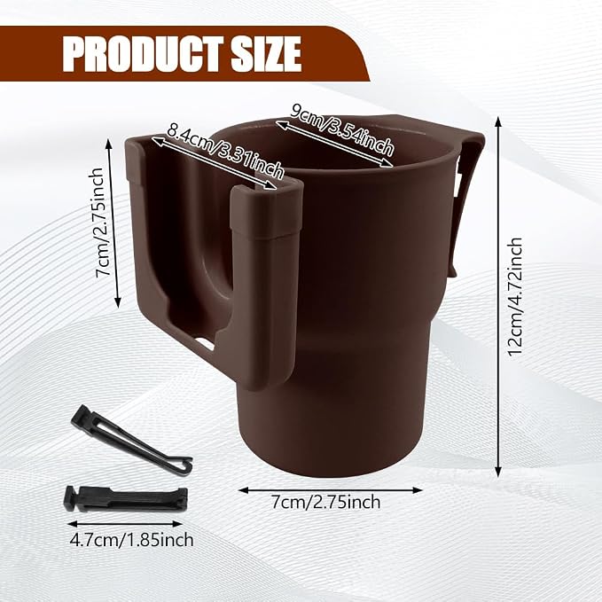 Car Cup Holder Expander, Cup Holder for Car, 2-in-1 Mobile Phone Drink Adapter, Auto Interior Accessories Multifunction Auto Seat Back and Armrest Box Storage Device for Most Vehicles (Brown) - Image 2