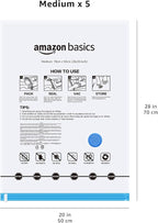 Amazon Basics Vacuum Storage Bags for Clothes, Compression Zipper with Hand Pump, Medium, White, Sky Blue, 5-Pack - Image 6