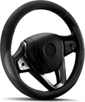 HOTOR Car Leather Steering Wheel Cover, Universal 15.5"-16", Gray | Universal Car Accessory for Diverse Cars, Car Steering Wheel Cover with Anti-Slip Lining, Full Protection, Easy Installation by HOTOR
