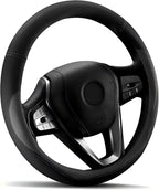 HOTOR Car Leather Steering Wheel Cover, Universal 15.5"-16", Gray | Universal Car Accessory for Diverse Cars, Car Steering Wheel Cover with Anti-Slip Lining, Full Protection, Easy Installation by HOTOR