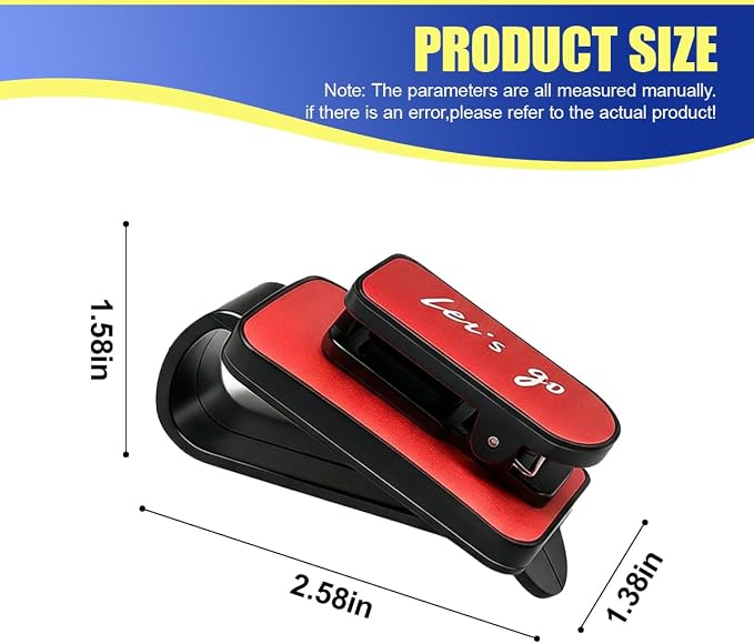 2PCS Sunglass Holder for Car Sun Visor, Metal Multi-Functional Automotive Eyeglass & Ticket Card Organizer Clip, Non-Slip Vehicle Interior Storage Accessories for SUV Truck (Red) - Image 2