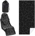 1 Pack Car Seat Towel Cover with Storage Bag, Black Leopard Print Style | 63 x 32 in Car Towel Seat Cover Non Slip Waterproof, Gym Workout Swimming Running, Machine Washable Sweat Absorbent Protector by Hahafelt