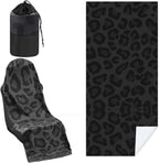 1 Pack Car Seat Towel Cover with Storage Bag, Black Leopard Print Style | 63 x 32 in Car Towel Seat Cover Non Slip Waterproof, Gym Workout Swimming Running, Machine Washable Sweat Absorbent Protector by Hahafelt