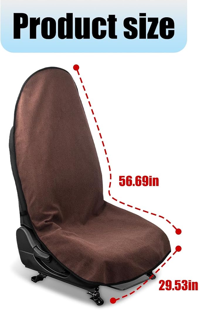 Mandark Waterproof Towel Car Seat Cover, Sweatproof Non Slip Bucket Carseat, Machine Washable Vehicle Bucket Frontseat Protector Accessories, Universal for SUV, Sedan, Truck(Brown) - Image 2