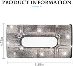 Bling Car Sun Visor Tissue Box Holder, Rhinestone PU Leather Crystal Sparkling Napkin Holder, Backseat Paper Towel Cover Case Car Accessories for Women (Multicolor) - Image 2