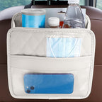 Mandark PU Leather Car Seat Back Organizer, Gray | Three-pocket layout with clear panel, elastic strap installation, fits most cars, SUVs, and trucks, car interior accessories - Image 6
