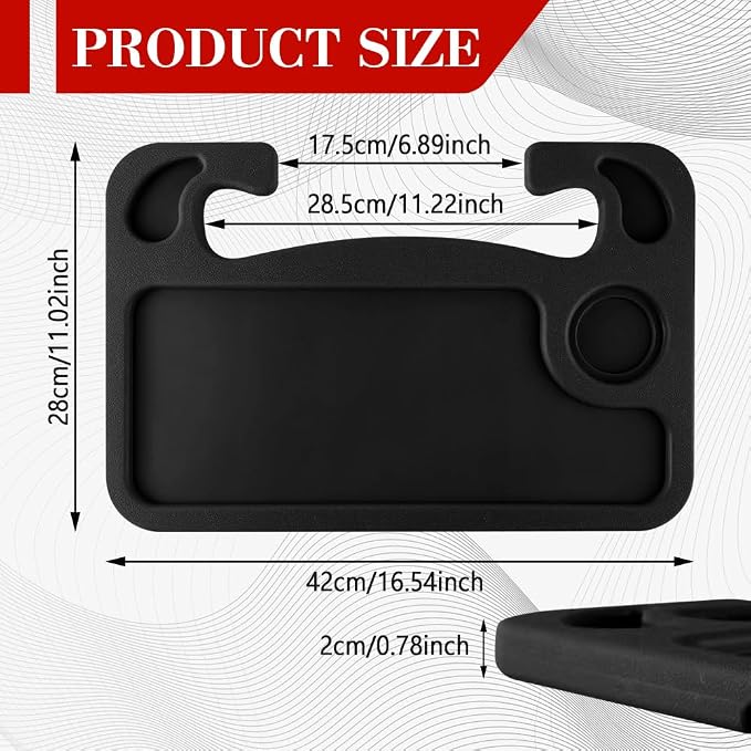 2 in 1 Car Steering Wheel Desk, Car Tray, Car Steering Wheel Desk Tray & Auto Seat Gap Filler Organizer, Multipurpose Travel Auto Steering Wheel Under Table Console for Most Vehicles (Black) - Image 2