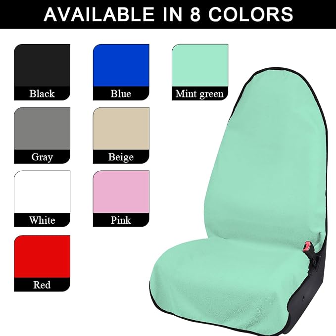 DXNQ 2PCS Car Towel Seat Cover, Waterproof Sweating Non-Slip Premium Soft Towel Carseat Protector, Universal Machine Washable Car Truck SUV Front Seat Cover for Gym Workout Beach Hiking (Mint Green) - Image 4