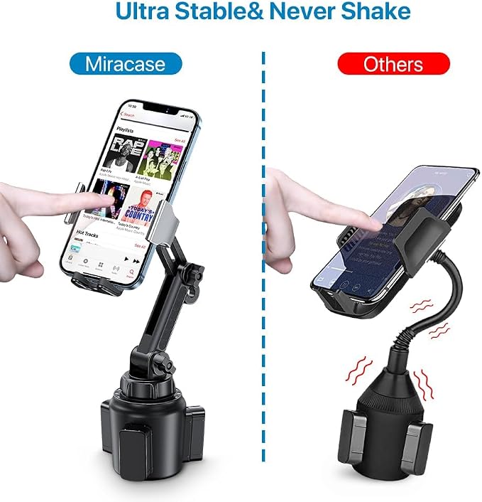 miracase Cup Phone Holder for Car, [Upgraded Version] Adjustable Long Neck Car Cup Holder Phone Mount Cradle Friendly Compatible with iPhone Samsung Google and All Smartphones, Silver - Image 2