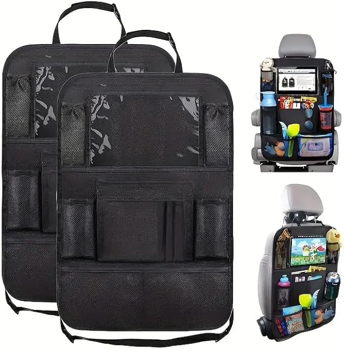 Car Backseat Organizer, Kids Seat Pockets, Back Seat Protector, Durable Strong Straps, Touchable Tablet Holder, Easy Wash, 10 Storage Pockets, 2 Pack Set - Image 3