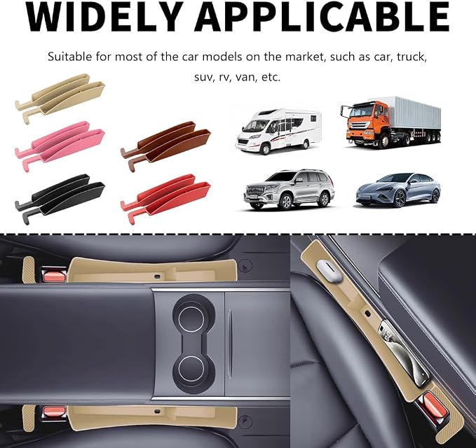 Stacool 2PCS New Car Seat Gap Filler with 2 Storage Areas,Stylish Car Seat Gap Storage for Stabilizing Phone,Keys Wallet,Universal Car Seat Gap Filler Organizer (Carbon Beige) - Image 7