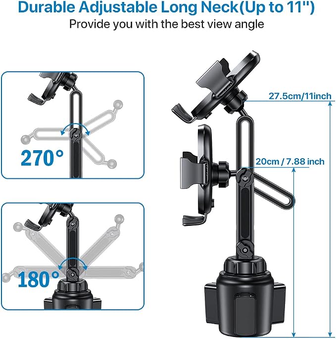 miracase Cup Phone Holder for Car, [Upgraded Version] Adjustable Long Neck Car Cup Holder Phone Mount Cradle Friendly Compatible with iPhone Samsung Google and All Smartphones, Green - Image 4