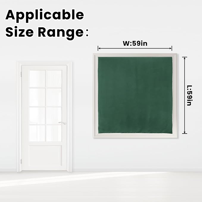 Blackout Curtains for Bedroom Stick On Curtains Window Shades Pull Down Blackout Window Cover No Drillng Self Adhesive Curtains No Rod Small Curtain, 59" W X 59" L, Dark Green, 1 Panel - Image 7