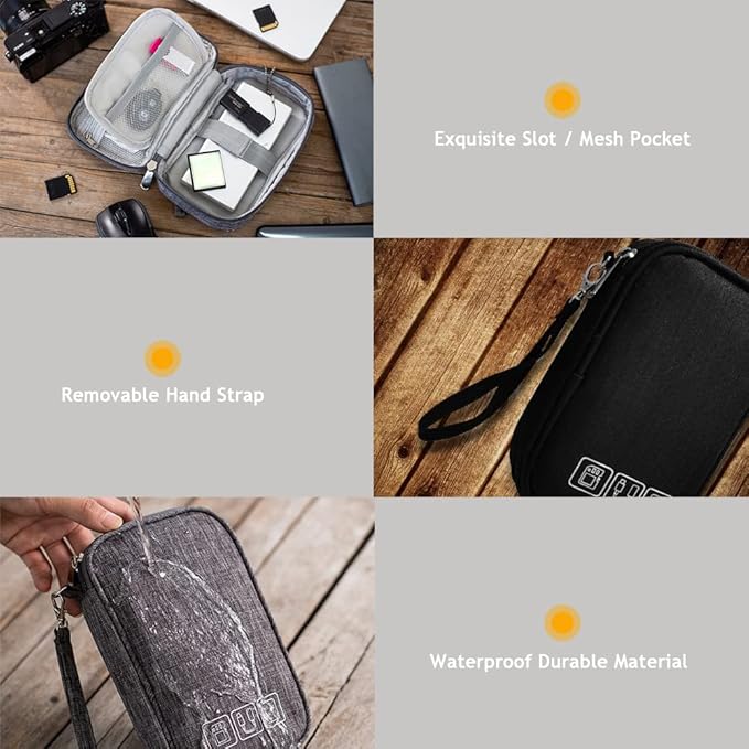 Electronic Organizer Bag Cable Organizer Travel Cord Organizer Case Pouch Portable Carrying Case for Charger Hard Drive Earphone USB SD Card (Navy) - Image 5