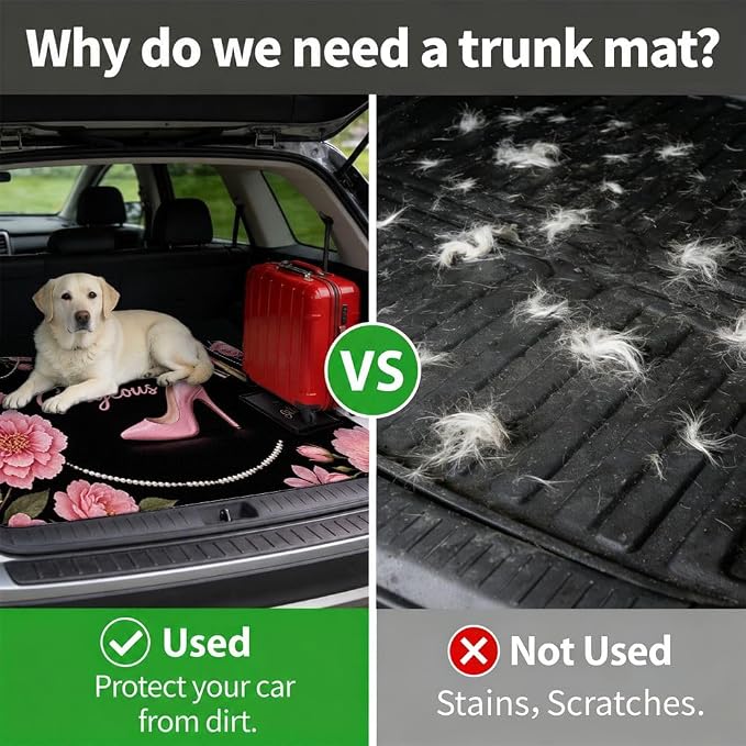 Car Trunk Mat for SUV, 29"x39" Hello Gorgeous Pink Cargo Liner Protector | All Weather Universal Cargo Liners for Dogs, Car Accessory for SUVs/Sedan/Wagons, Durable Non-Slip Washable Rear Cargo Mat - Image 4