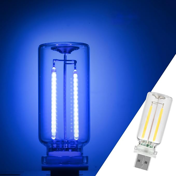 1 Pack Car LED Lights Interior, USB Light for Car Decor & Bedroom, Touch Dimmable Ambient Lighting, Mini Glass Bottle Night Light for Camping Gifts-Blue by Unknown