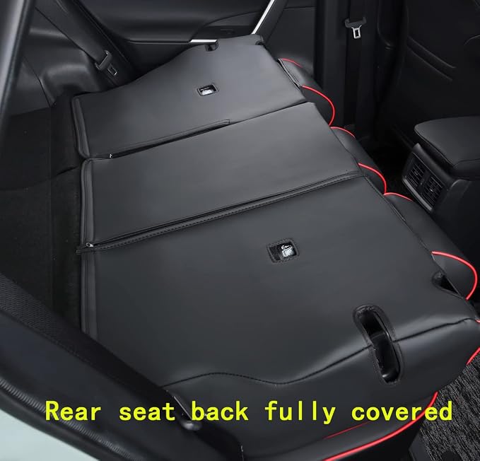 Custom Fit for RAV4 and VENZA Seat Covers Fit for Toyota RAV4 2019 2020 2021 2022 2023 2024 2025 Prime and XSE Hybrid with Waterproof Faux Leather (Black with Red Trim, LU02-Prime-XSE Hybrid) - Image 4