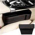 Car Seat Gap Filler Organizer with Cup Holder Expander, Leather Console Seam Filler Storage Box, Auto Front Seat Gap Organizer for Phones Keys Glasses, Universal Fit (Black/Red Passenger) by Unknown