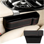 Car Seat Gap Filler Organizer with Cup Holder Expander, Leather Console Seam Filler Storage Box, Auto Front Seat Gap Organizer for Phones Keys Glasses, Universal Fit (Black/Red Passenger) by Unknown