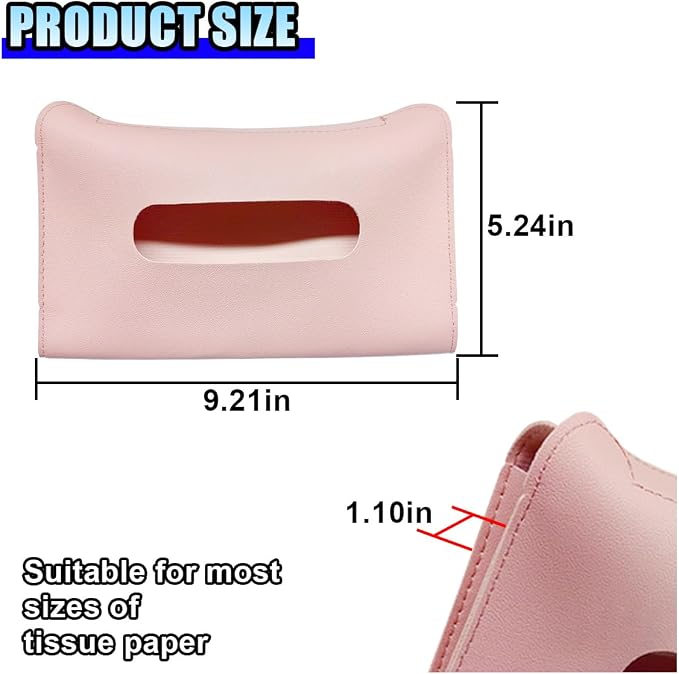 Car Visor Tissue Holder - Leather Tissue Box Holders Car Mask Dispenser - Hanging Car Napkin Holder Auto Tissues Dispenser - Rectangular Mask Holders Sun Visor Accessory for Vehicles (Pink) - Image 2