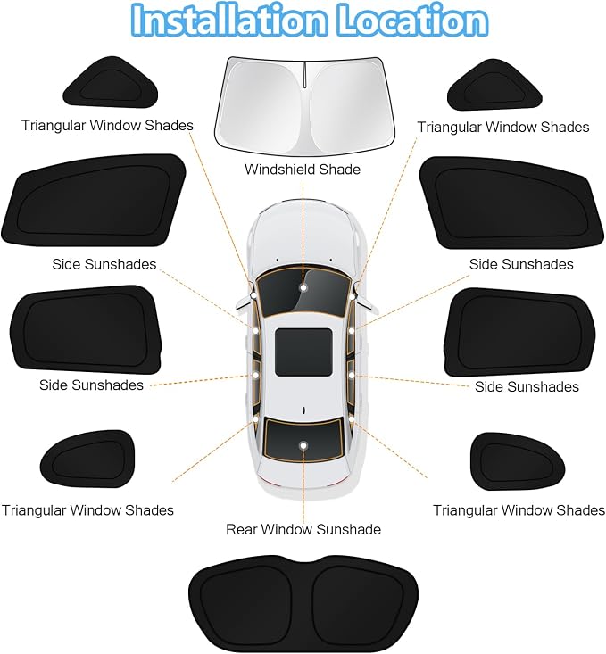 KUST Car Window Shades for Honda Fit 2015-2020 Windshield Sun Shade Side Window Cover UV Block Privacy Protection Accessories for Camping Blackout Rear Back Full Set 10PCS - Image 8
