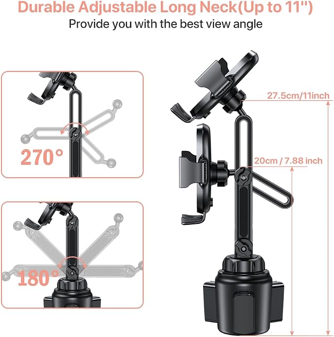 miracase Universal Cup Phone Holder for Car, [Upgraded Version] Adjustable Long Neck Car Cup Holder Phone Mount Cradle Friendly Compatible with iPhone Samsung Google and All Smartphones, Pink - Image 4