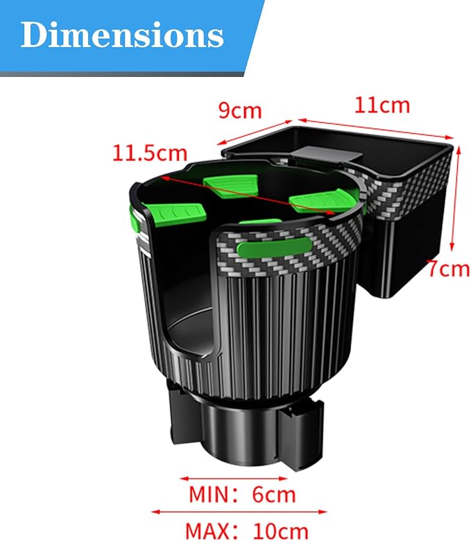 Big Cup Holder Phone Holder for Your car,with Rubber Lining Rotable cupholder Base Safely Hold The Big Water Bottle and Support Cellphone Charge. (BJ-2377B) - Image 4