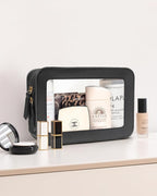Clear Makeup Bags for Travel, TSA Approved Toiletry Bag with Zipper, Makeup Organizer Fit Carry-on Essentials, Car Accessories Organizers Storage for Women Men (Clear-Black) - Image 5