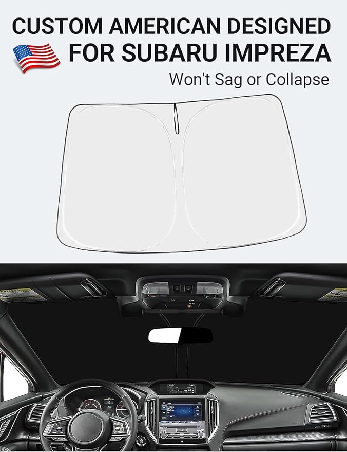 Proadsy Custom Fit Car Windshield Sun Shade for 2015-2025 Subaru Impreza | 240T Heat Shield, Drops Temp 54°F, Blocks 99% UV, Prevents Dashboard Cracking, Summer Parking & Beach Trips, Easy Twist-Fold - Image 2