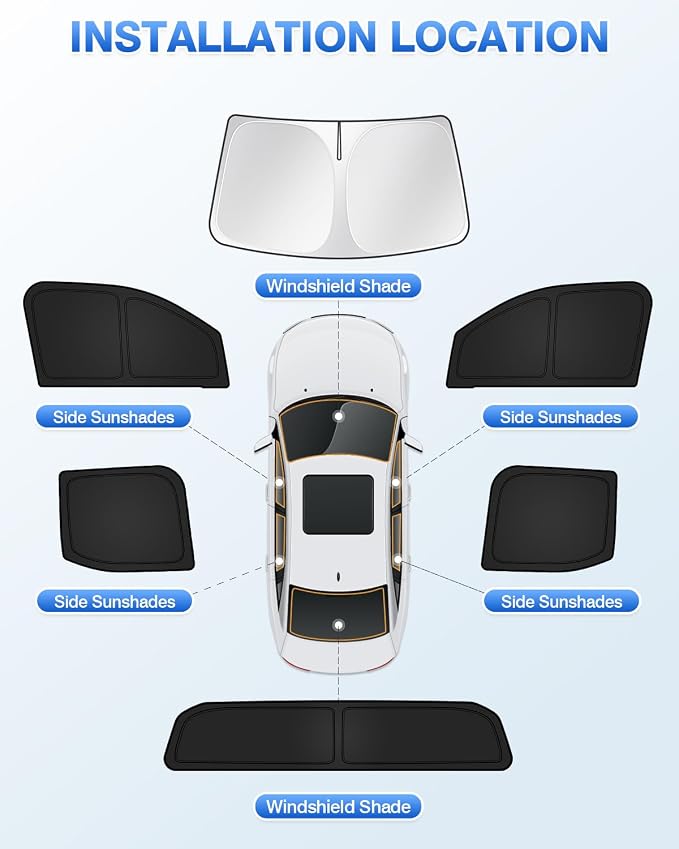 Canvcle Sunshades for Toyota Tacoma 2024 2025 2026 Accessories Windshield Sun Shade Side Rear Window Shade Cover Sun Visor Shield Privacy Protection for Camping Keep Vehicle Cool Black 6PCS - Image 5