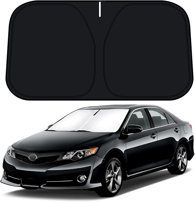 D-Lumina Windshield Sun Shade for 2012 2013 2014 2015 2016 2017 Toyo-ta Camry Accessories, Front Window Sunshade Sun Visor Protector Block UV Rays Heat, Foldable 2 Layers 210T Material by D-Lumina