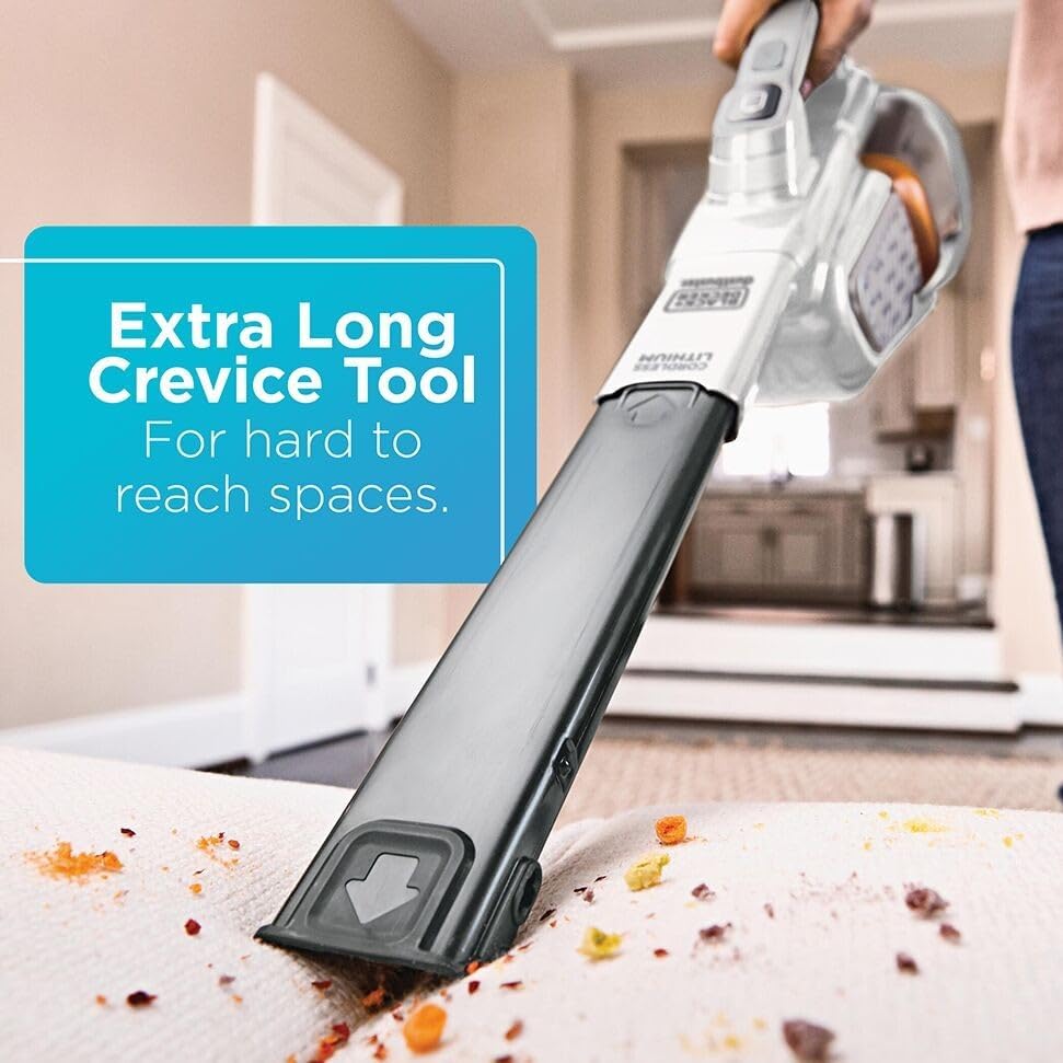 BLACK+DECKER Dust Buster Hand Held Vacuum Cordless Rechargeable, Portable Vacuum for Car, Extended Runtime, Powerful Suction, Extra Long Crevice Tool, AdvancedClean+ (HHVK320J10) - Image 4
