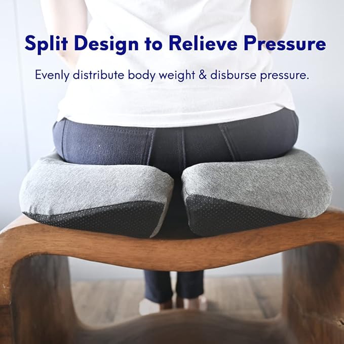 Cushion Lab Patented Pressure Relief Seat Cushion for Long Sitting Hours on Office & Home Chair - Extra-Dense Memory Foam for Soft Support. Car Pad for Hip, Tailbone, Coccyx, Sciatica - Black - Image 4