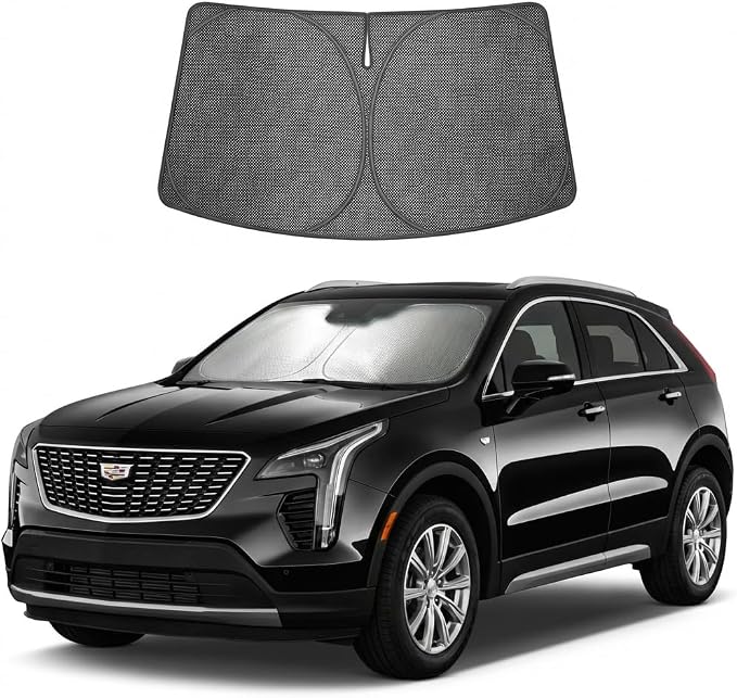 Proadsy Custom Fit 2019-2026 Cadillac XT4 Windshield Sun Shade, Blocks Heat | Ice Crystal Micro-Refraction Blocks 99% UV, Drops Cabin Temp 54°F. Foldable Full Coverage for Summer Parking/Camping Privacy by Proadsy