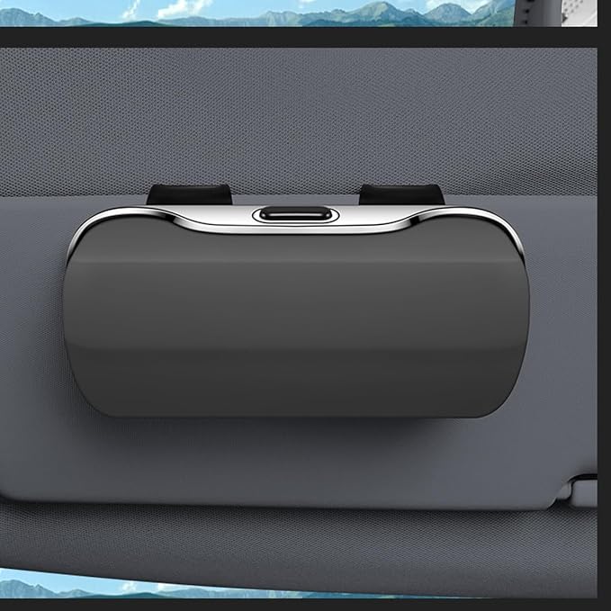 Sunglasses Holder for Car Sun Visor, Convenient Vehicle Visor Eyeglasses Organizer Case, Automotive Interior Glasses Hanger Protective Storage Box, Universal for Vehicles (Gray) - Image 3