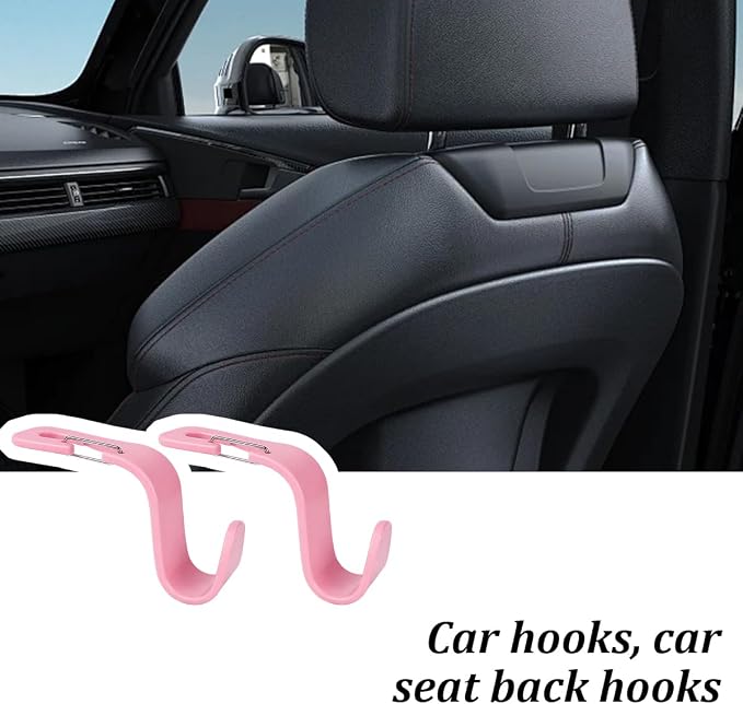 4PCS Car Seat Headrest Hook, Multi-Purpose Seat Back Hanger Purse Bag Handbag Organizer, Auto Interior Backseat Storage Hook Holder for Coat Hat Grocery Umbrella, Universal Fit (Pink) - Image 4