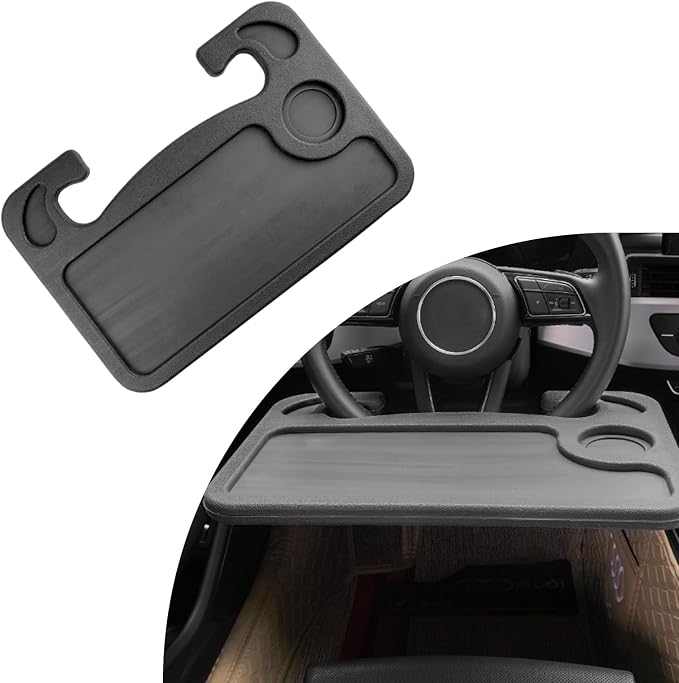 Dickno Car Steering Wheel Desk, Multipurpose Auto Steering Wheel Tray with Drink Holder, Steering Wheel Food Tray for Eating, Universal Vehicle Travel Accessories for Constant Travelers (Black) by Dickno