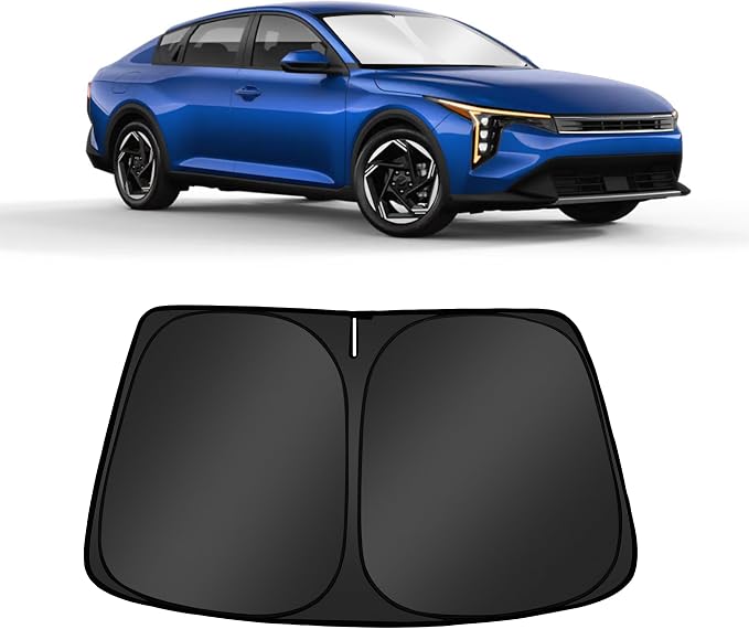 Custom Fit Windshield Sun Shade for Kia K4 2025 2026 | Foldable, Easy to Install & Store, Full Coverage, 210T Reflective Fabric, Blocks 99% of UV Rays by Mekdghro