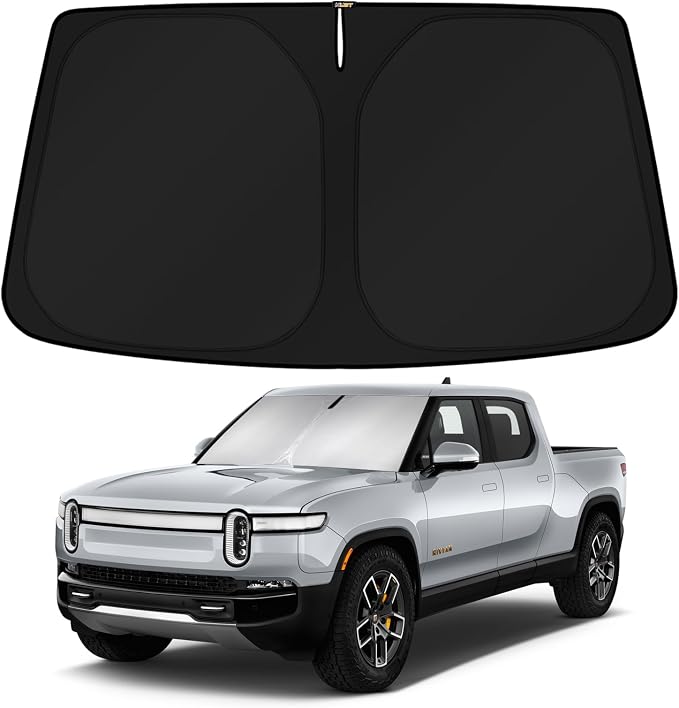 KUST Windshield Sun Shade for Rivian R1T R1S Accessories 2022-2025 2026 Sunshade Window Sun Visor Protector Foldable Blocks UV Rays Keep Your Car Cooler by KUST