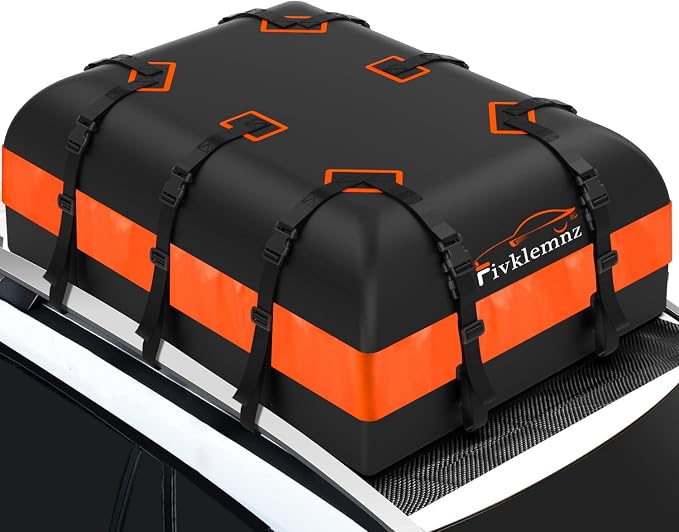 21 Cubic Rooftop Cargo Carrier Waterproof Soft Car Roof Bag | for All Top of Vehicle with/Without Rack Includes Topper Anti-Slip Mat + Reinforced Straps + 6 Door Hooks + Luggage Lock by FIVKLEMNZ