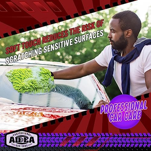 AIDEA Car Wash Mitt Microfiber, 4PK,Car Wash Brush, Green 8''X12'' - Image 5