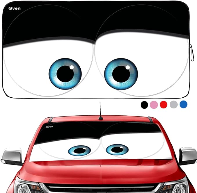 Gven Truck Windshield Sun Shade for Car Windshield Cover Interior Front Window Shades Sun Visor Protector Blocks UV Rays Must-Have Truck Accessories for Pickup, SUV, Sedan, Van, Bonneville(Black, XL) by Gven