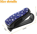 HZEL 2PCS Bling Sunglasses Holder for Car Visor, Crystal Rhinestone Sun Visor Eyeglasses and Ticket Card Mount Clip, Shiny Diamond Auto Glasses Hanger Holder, Universal for Vehicles (Royal Blue) - Image 2