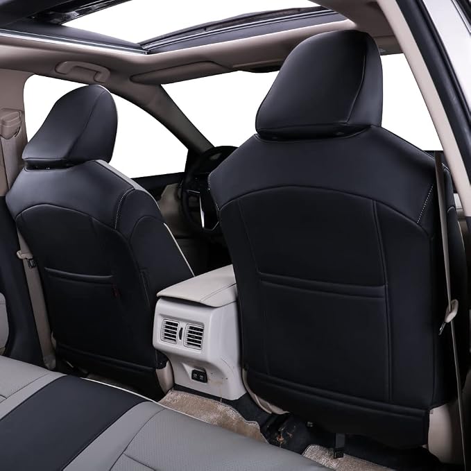 EKR Car Seat Covers for Toyota Camry 2018-2024 (Hybrid),Full Set | Custom Fit for Toyota Camry 2018-2024 XLE/XSE,Airbag Compatible,Waterproof Pet-resistant-Faux Leather(Black/Gray) - Image 2