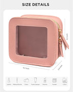 Mini Clear Makeup Bag, Small Cosmetic Bags Travel Toiletry Pouch Organizer, TSA Approved Make up Case with Zipper, Car Bag for Essentials(Pink, Mini-Chic) - Image 2