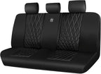 CAR PASS Luxury Faux Leather Rear Bench Car Seat Covers, Waterproof Anti Slip Back Seat Covers, Deluxe Automotive Backseat Cover Universal Fit for Most Cars Sedan SUV Pickup Truck (All Black) by CARPASS