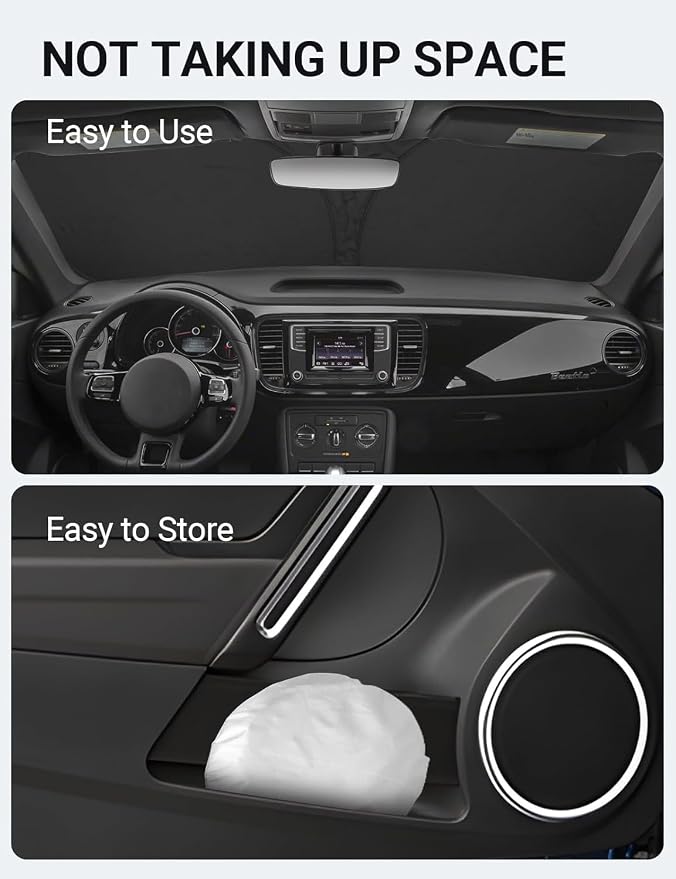 Proadsy Custom Fit Car Windshield Sun Shade for 2012-2019 Volkswagen Beetle | 240T Heat Shield, Drops Temp 54°F, Blocks 99% UV, Prevents Dashboard Cracking, Summer Parking & Beach Trips, Easy Twist-Fold - Image 8